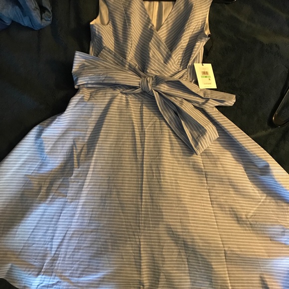 Calvin Klein Cotton Striped Wrap Dress Petite NWT - Picture 3 of 4